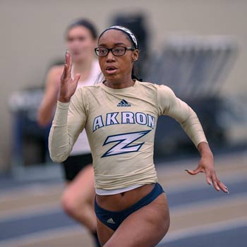 A student-athlete competes in track and field at The University of Akron